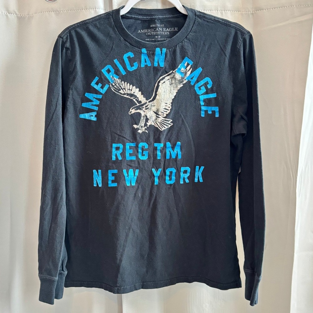 American Eagle Mens Shirt Y2K Medium Graphic Long Sleeve Grunge Streetwear 19954